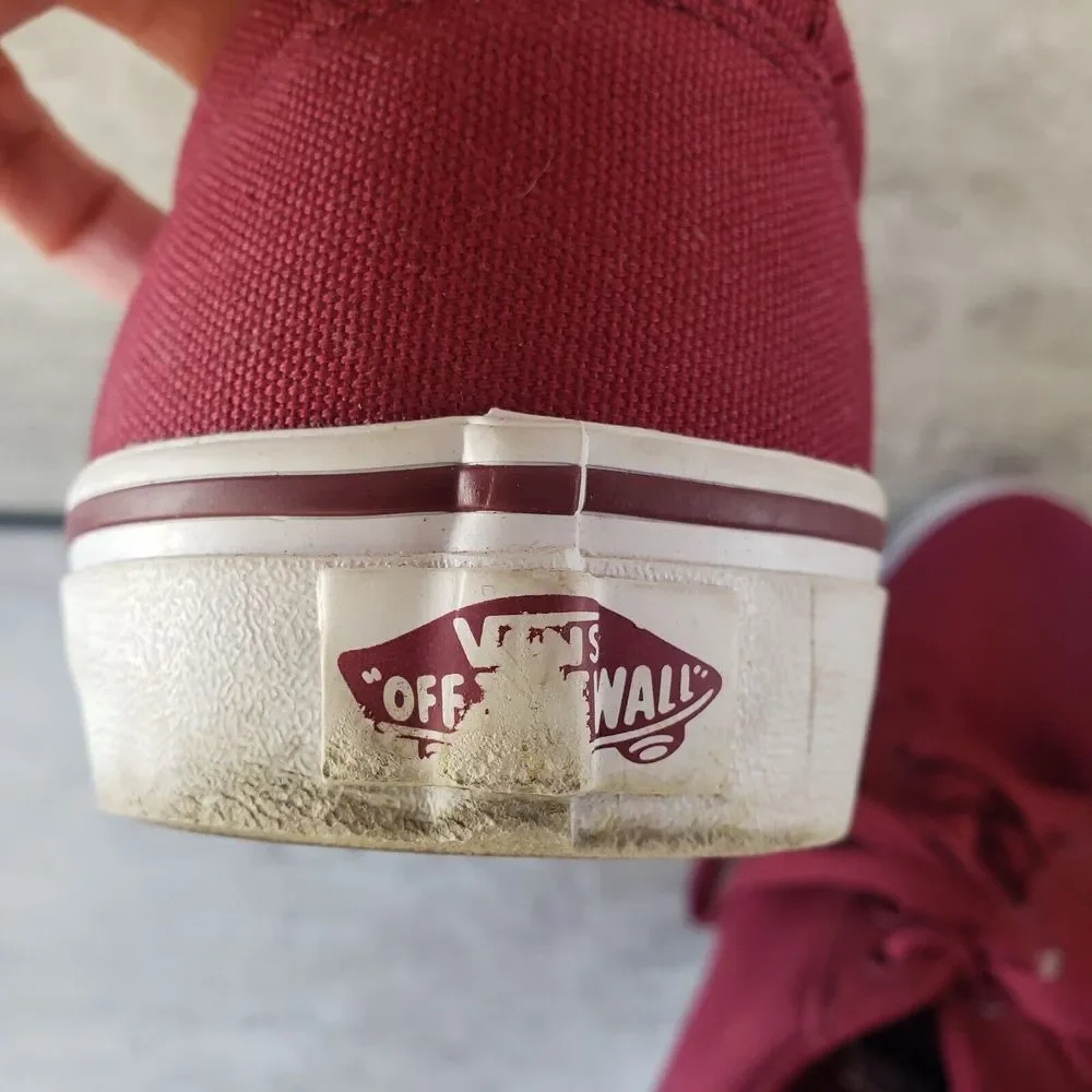 VANS Off The Wall Authentic Classic Low Canvas Shoes Maroon Red Mens‎ Size 7